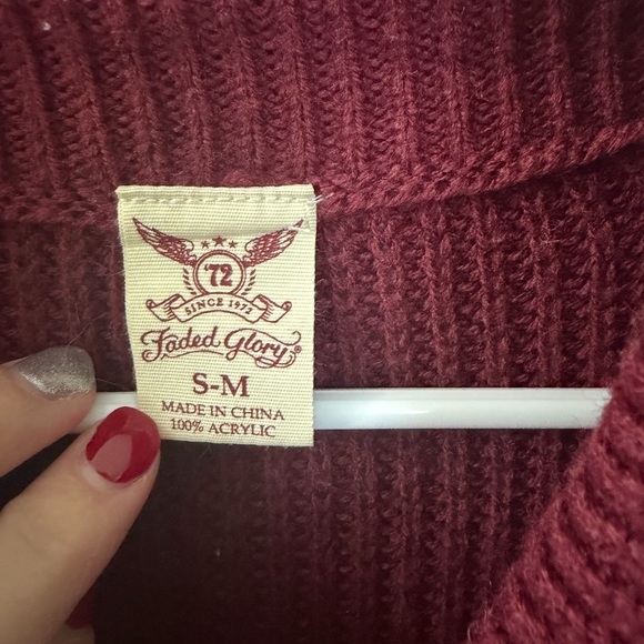 Faded Glory Maroon Cowl Neck Sweater - Picture 3 of 4